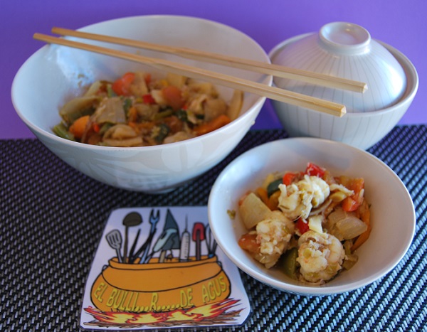 verduras wok cigalas salsa coco