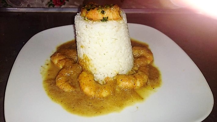 arroz langostinos salsa curry